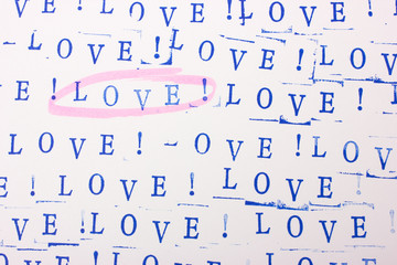 Abstract background with letters. Word Love