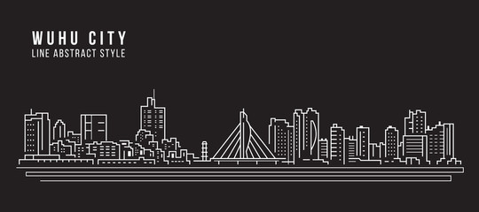 Cityscape Building Line art Vector Illustration design -  Wuhu city