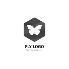 Butterfly logo template design. Butterfly logo with modern frame vector design