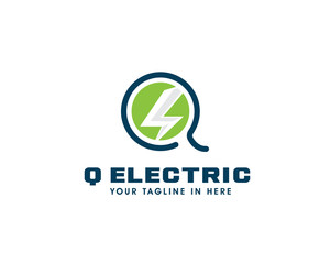 Q initial electric logo design inspiration