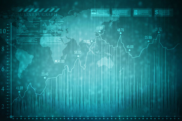2d rendering Stock market online business concept. business Graph 