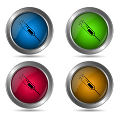Syringe icon.A set of round colored icons.