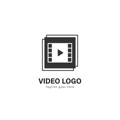 Video logo template design. Video logo with modern frame vector design