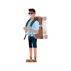 traveler man with travel bag avatar character