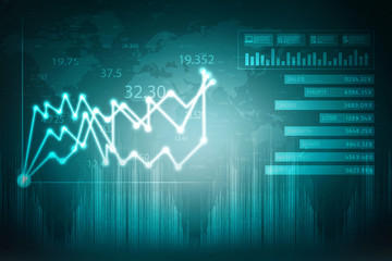 2d rendering Stock market online business concept. business Graph 