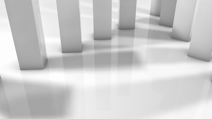 white rectangular three-dimensional columns. abstract illustration. 3d render