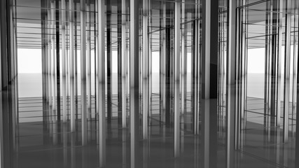 abstract geometric floors and shapes. Three-dimensional illustration. 3d render