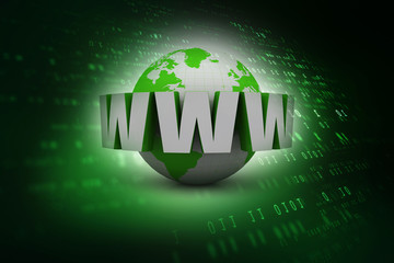 3d illustration of earth globe with text 'www' around, internet concept. World Wide Web