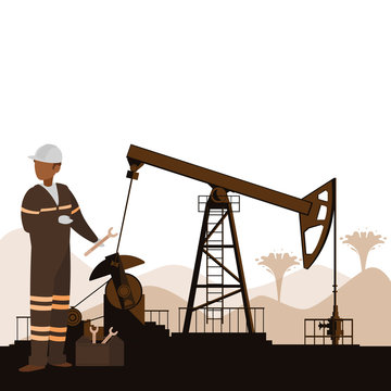 oil industry worker with tools avatar character