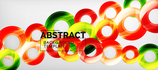 Modern geometric circles abstract background, colorful round shapes with shadow effects