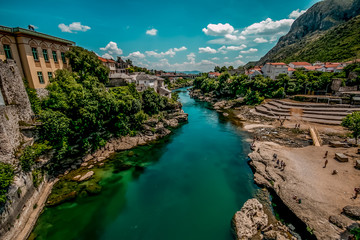 mostar river nerertva old bridge bosnia