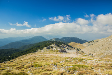 Fototapeta na wymiar high mountain ridge panorama scenery landscape view in north Europe area
