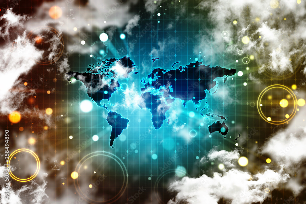 Poster cloud network in abstract technology background. cloud networking concept