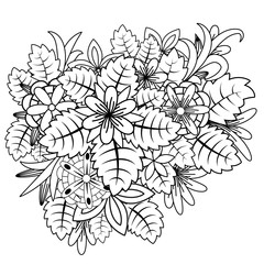 Floral doodle. Vector illustration zentangl. Meditative exercises. Coloring book anti stress