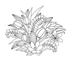 Floral doodle. Vector illustration zentangl. Meditative exercises. Coloring book anti stress