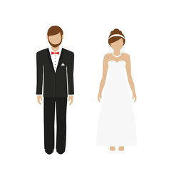 man and woman character bride and groom isolated on white background vector illustration EPS10