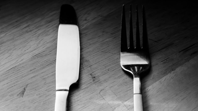 Fork and nife with reflection