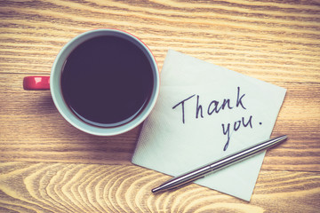 Romantic message written on napkin