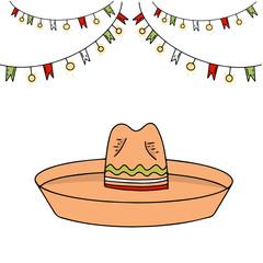  Sombrero and Flags Cinco De Mayo flat illustration for greeting card, ad, promotion, poster, flier, blog, article, social media, marketing
