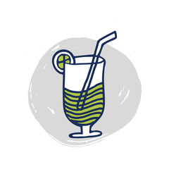 Isolated drink. Glass of lemonade or lemon juice and cut fresh lemons isolated