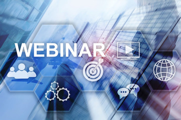 Aurplane on city background. Webinar, Personal development and e-learning concept on blurred...