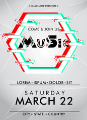 Creative abstract Flyer, Template or Banner design for Music Party celebration. 