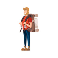 Obraz na płótnie Canvas traveler man with travel bag avatar character
