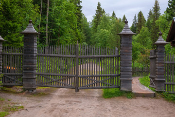 Fototapety  SOLOVKI, REPUBLIC OF KARELIA, RUSSIA - JUNE 27, 2018:  Entrance to the  Botanical garden of the Solovetsky Islands. Solovki Islands, Arkhangelsk region, White Sea