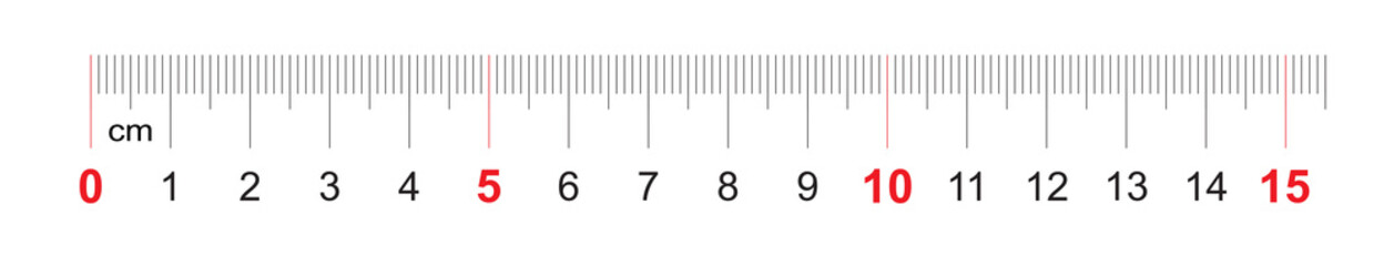 Grid for a ruler of 150 millimeters, 15 centimeters. Calibration grid. Value division 1 mm. Precise length measurement device. - obrazy, fototapety, plakaty