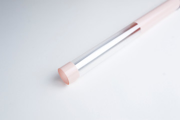 Wrapping roll of beige transparent florist's film for packing flowers