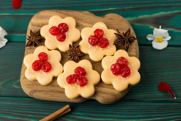 Cookies on a wooden background