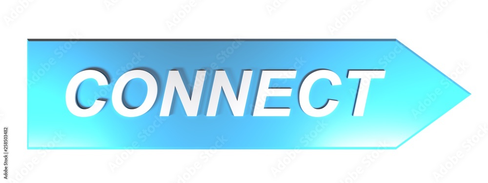 Poster connect on blue arrow - 3d rendering