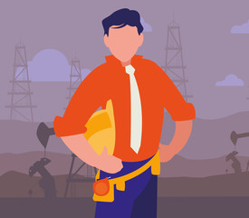 elegant engineer oil industry worker character