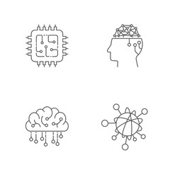 Digital technology icons set. AI, IoT, Hi-Tech concept. Editable Stroke. EPS 10