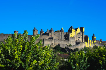 Fototapeta na wymiar Magnificent medieval city of Carcassonne from south of France