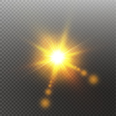 Vector transparent sunlight special lens flare light effect. Sun isolated on transparent background. Glow light effect