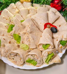 Tortilla, burritos, sandwiches twisted rolls 