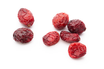 Dried cranberries isolated on white background