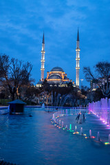 Fototapeta na wymiar mosque and minaret at night