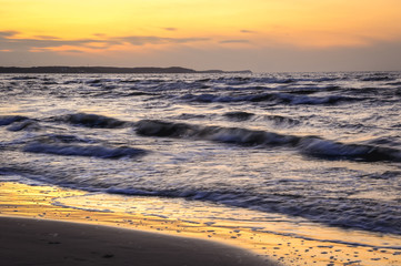 Obraz premium Evening view of Baltic Sea in Swinoujscie coastal city in West Pomeranian Poland