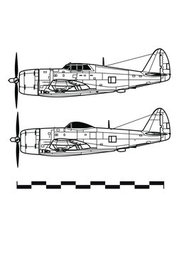 Republic P-47 THUNDERBOLT. Outline drawing