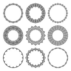 Vector set of round frames in modern oriental motifs