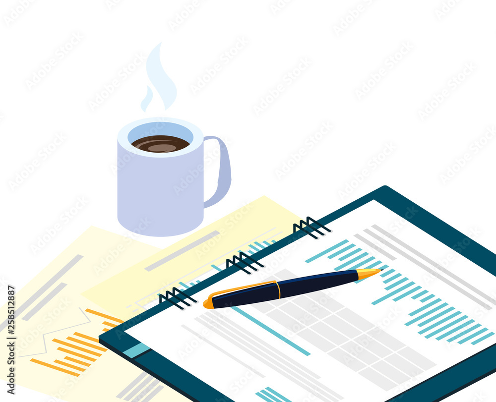 Poster office notepad with set items