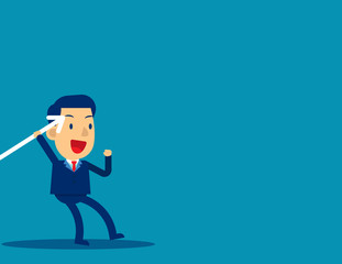 Businessman throwing the javelin. Concept cute business vector illustration, Sport, Growth.