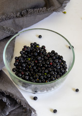 whortleberry (blueberry) in a glass bowl on a white background