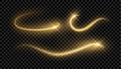 gold sparks dust transparent objects set