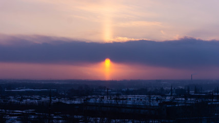 sunset in the village