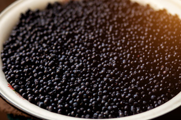 Lots of fresh blueberries in a large bowl