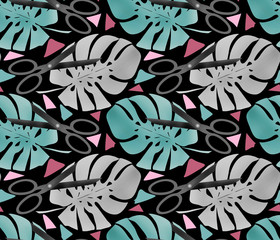 Seamless tropical monstera leaves exotic pattern