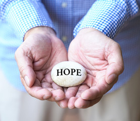 Hope, words printed on stone